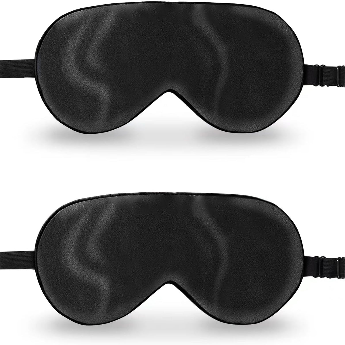ZIMASILK 2 Pack 100% Natural Silk Sleep Mask Adjustable Super-Smooth Soft Eye Mask for Sleep Multiple Color Options (2 PackBlack)